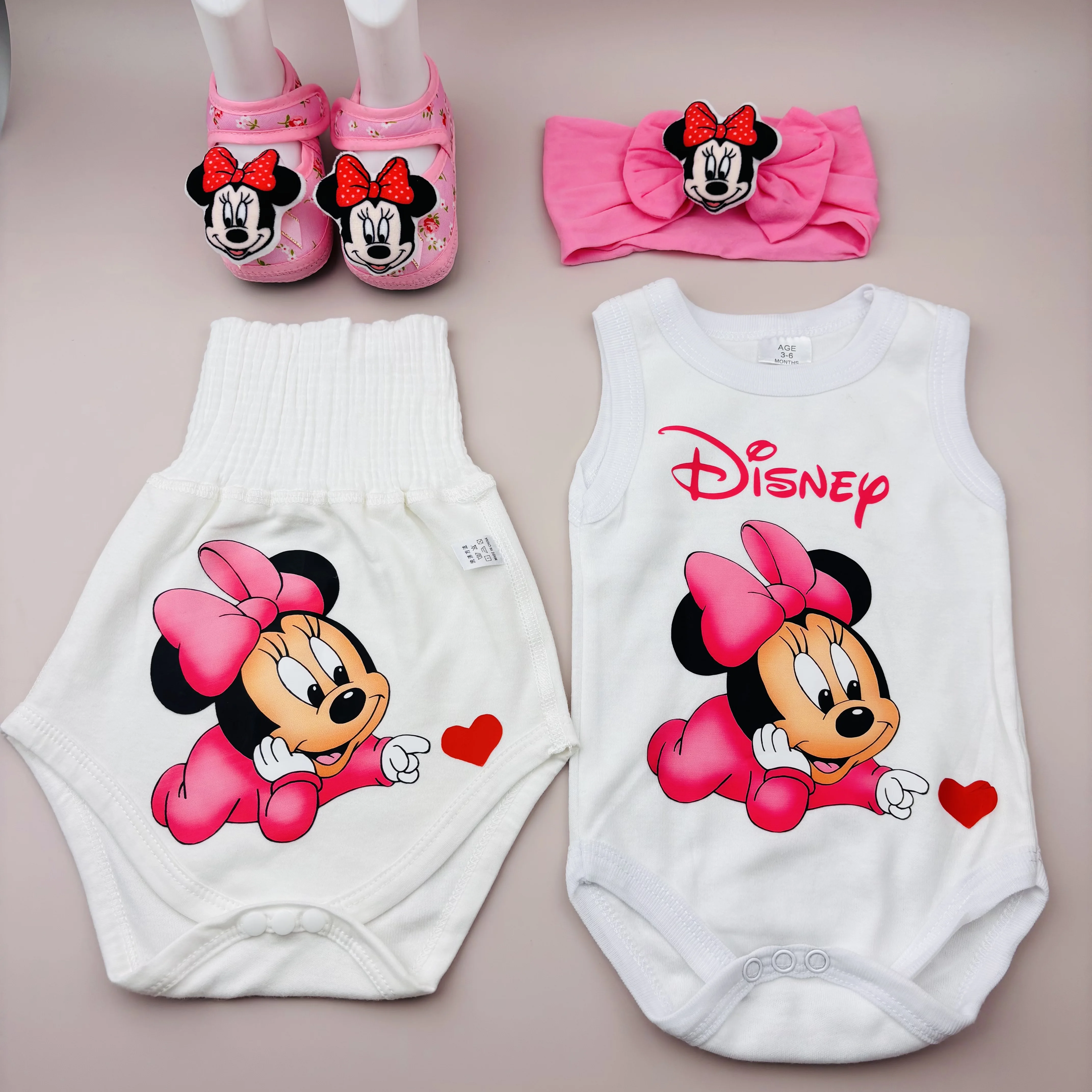 Traje para gatear para bebé, pantalones para gatear para recién nacido, pegatinas de Mickey Mouse, pantalones para gatear para bebé, zapatos para la cabeza de felpa 3D, tiro para bebé
