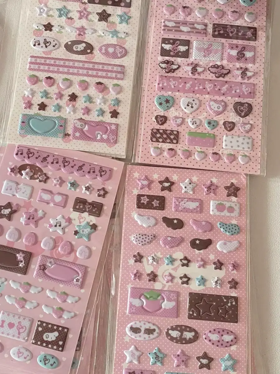 Ins estilo dulce serie rosa fresa estrella Flash película Goo tarjeta pegatinas estilo coreano funda de teléfono pegatinas decorativas - imagen 2