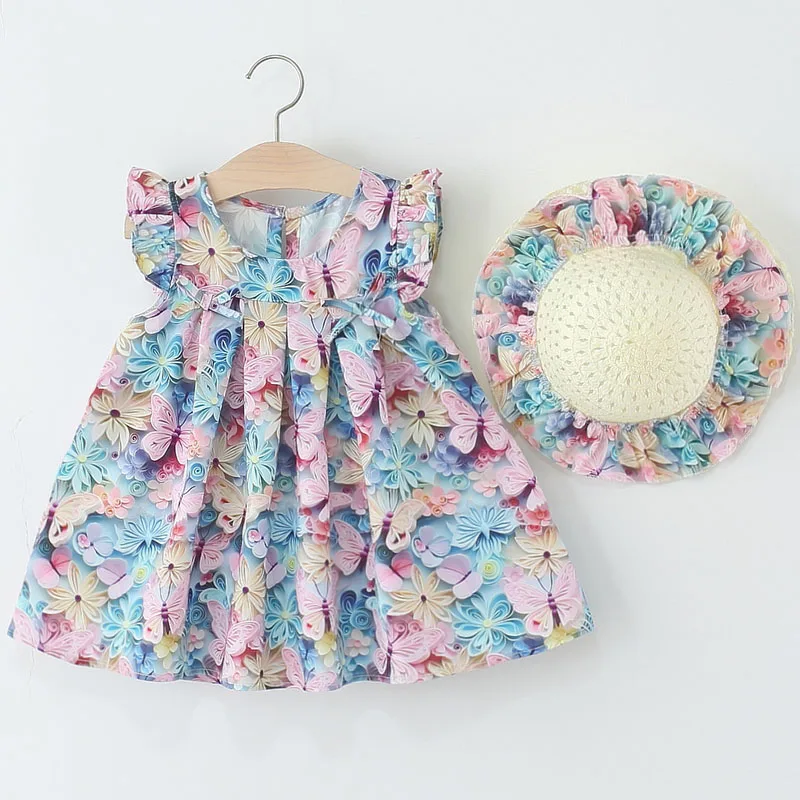 Vestido princesa sin mangas para niñas – Estampado floral de verano - imagen 2