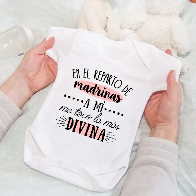 Body divertido con estampado español para recién nacido, mono De verano para bebé, trajes infantiles De manga corta, Ropa De bebé, regalo