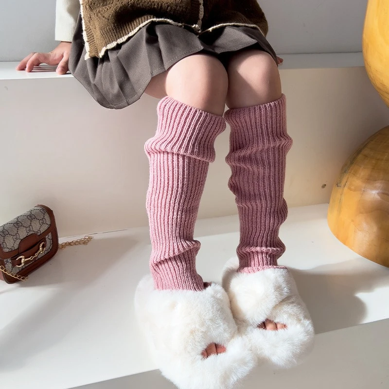 Calentador de piernas para niñas pequeñas, Color dopamina, Otoño Invierno, cubiertas gruesas y cálidas para los pies, cubiertas tejidas para piernas de Lolita, Macaron Baby Sox - imagen 3