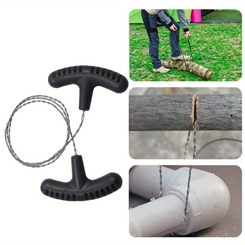 Sierra de alambre manual de acero inoxidable, minisierra multiusos, equipo de supervivencia al aire libre para acampar, 1 unidad