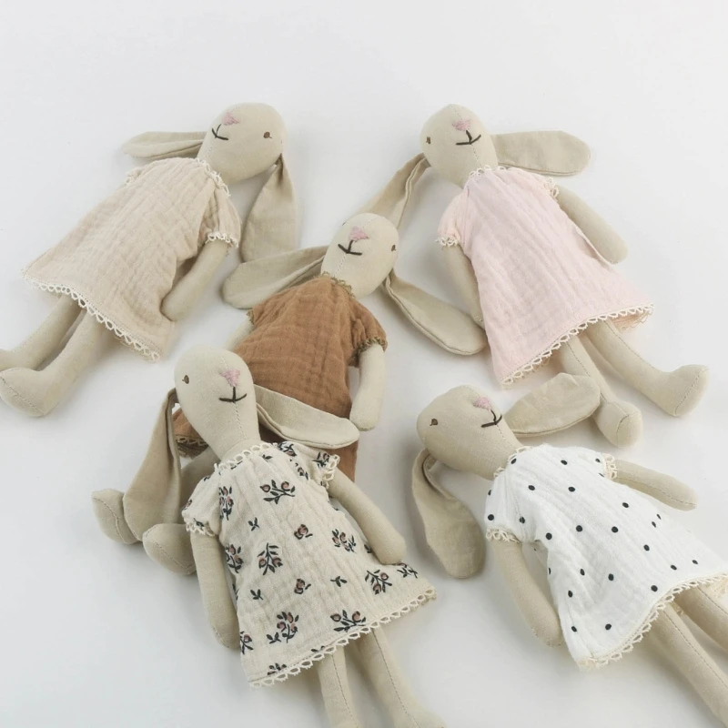 Juguete de conejo de peluche encantador, ropa de vestir, vestido para niñas, juego de rol DIY, 10 pulgadas - imagen 3