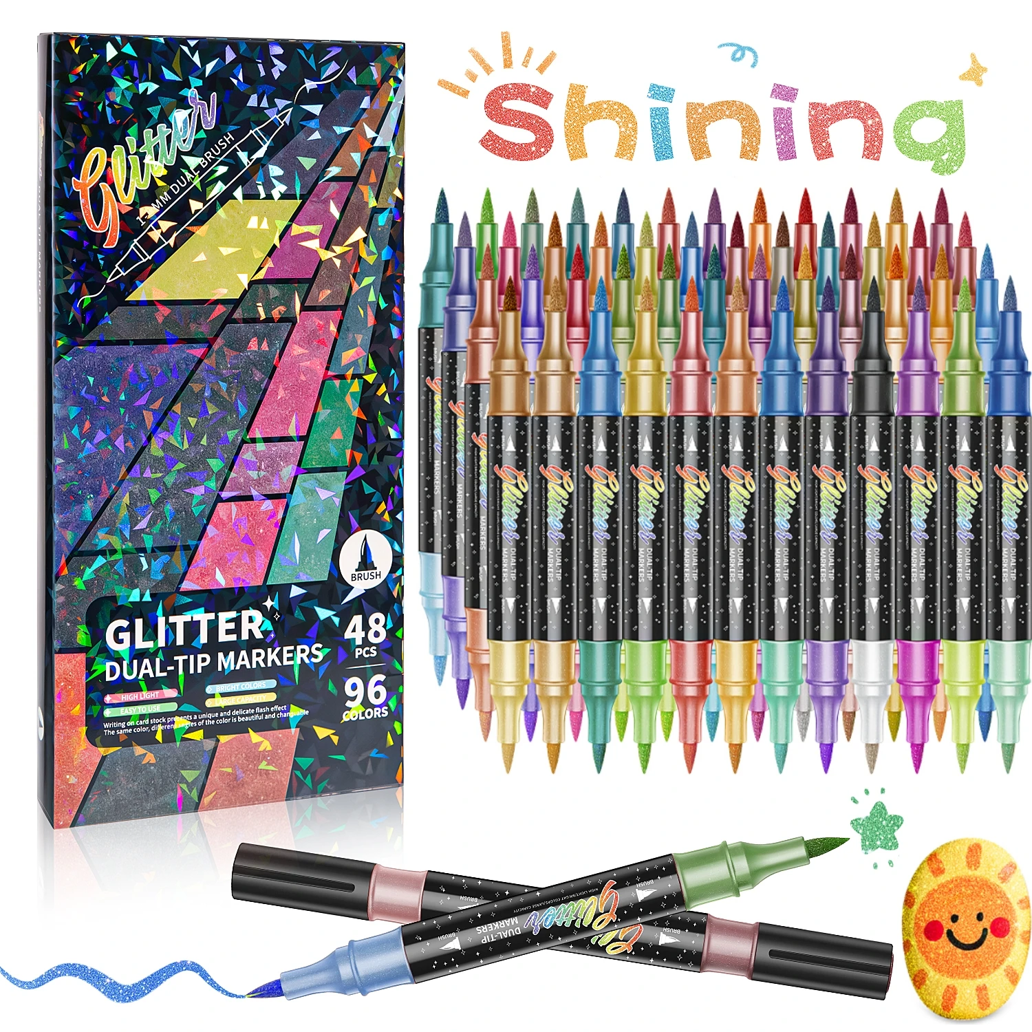 Marcadorespincel doble punta para niños – Tintas brillantes