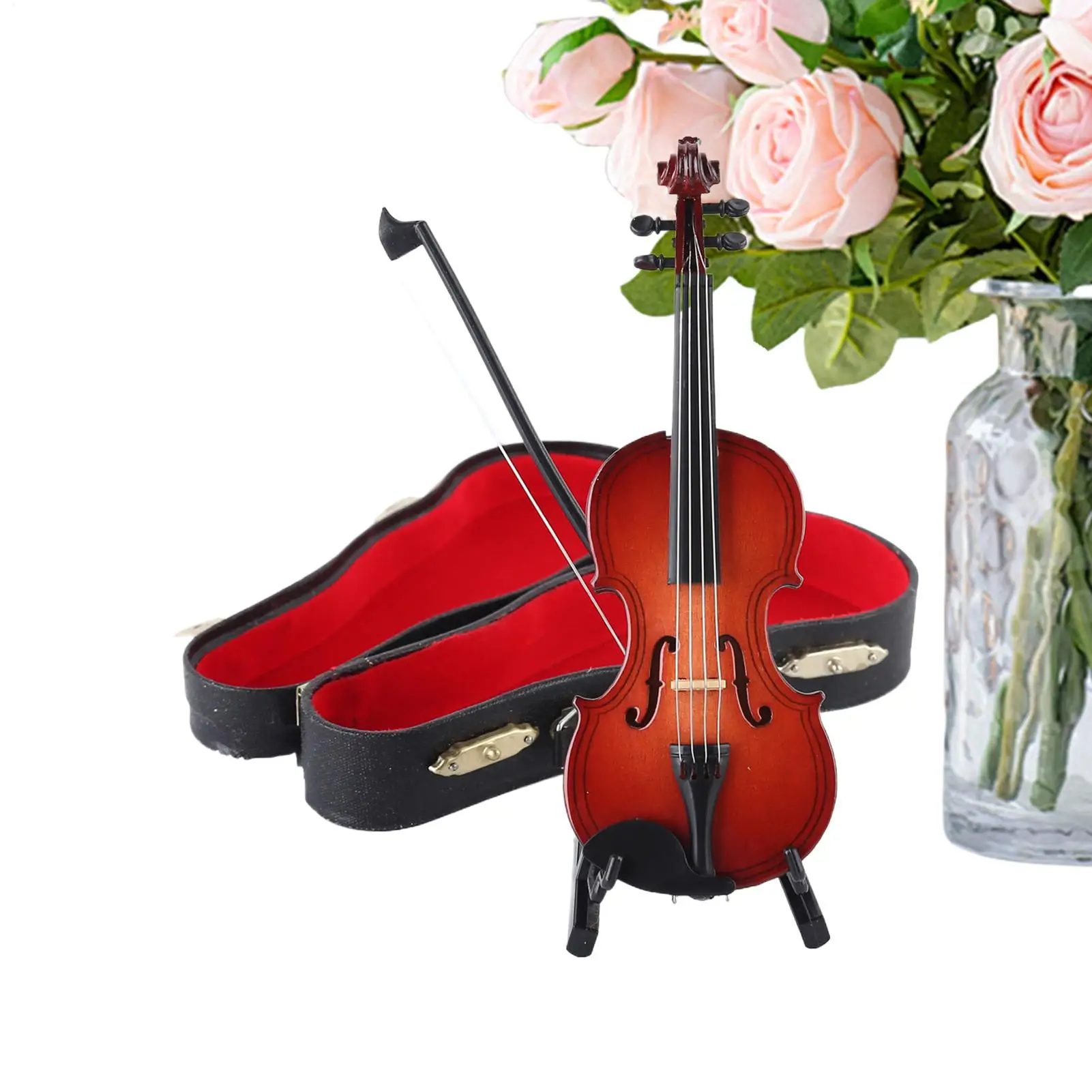 Violín pequeño, llavero de madera hecho a mano realista, instrumentos musicales en miniatura para músicos, fanáticos de la música, amantes del arte, vacaciones
