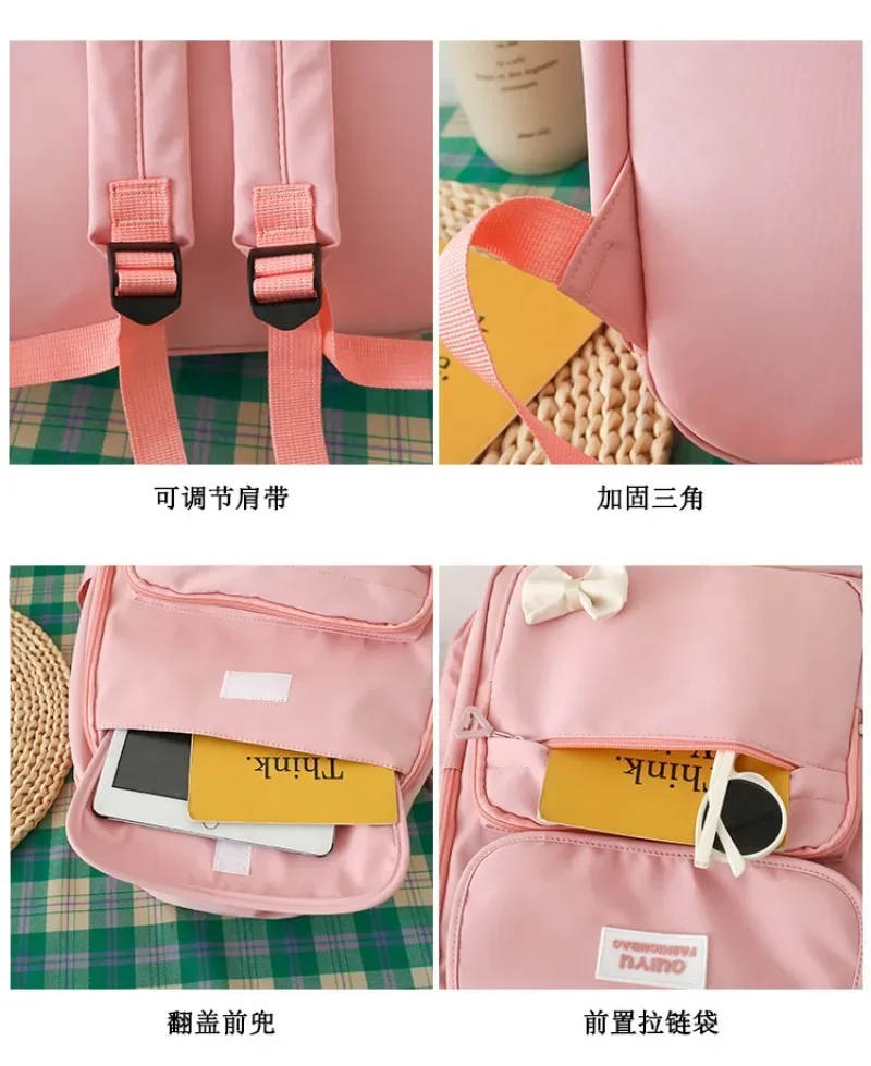 4 unid/set Snoopys, mochila escolar para niños y niñas, mochila con lápiz, bolso cruzado, bolso de libro de Anime para adolescentes, regalo Kawaii para estudiantes y mujeres - imagen 5