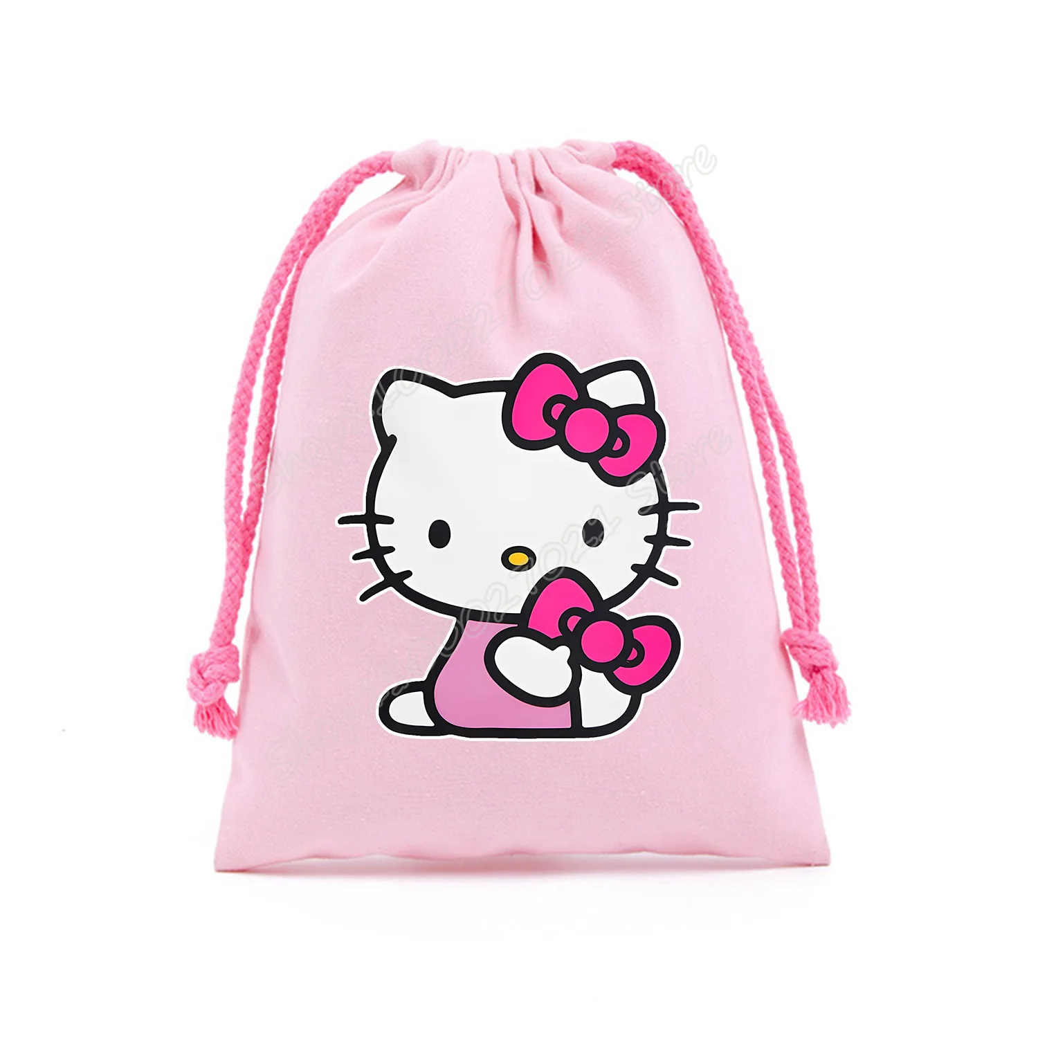 Bolsa con cordón de Hello Kitty, bolsa de regalo de dibujos animados, bolsa con cordón, bolsa de fiesta rosa de Anime para niños, bolsas de almacenamiento, nuevas bolsas de gran capacidad - imagen 2