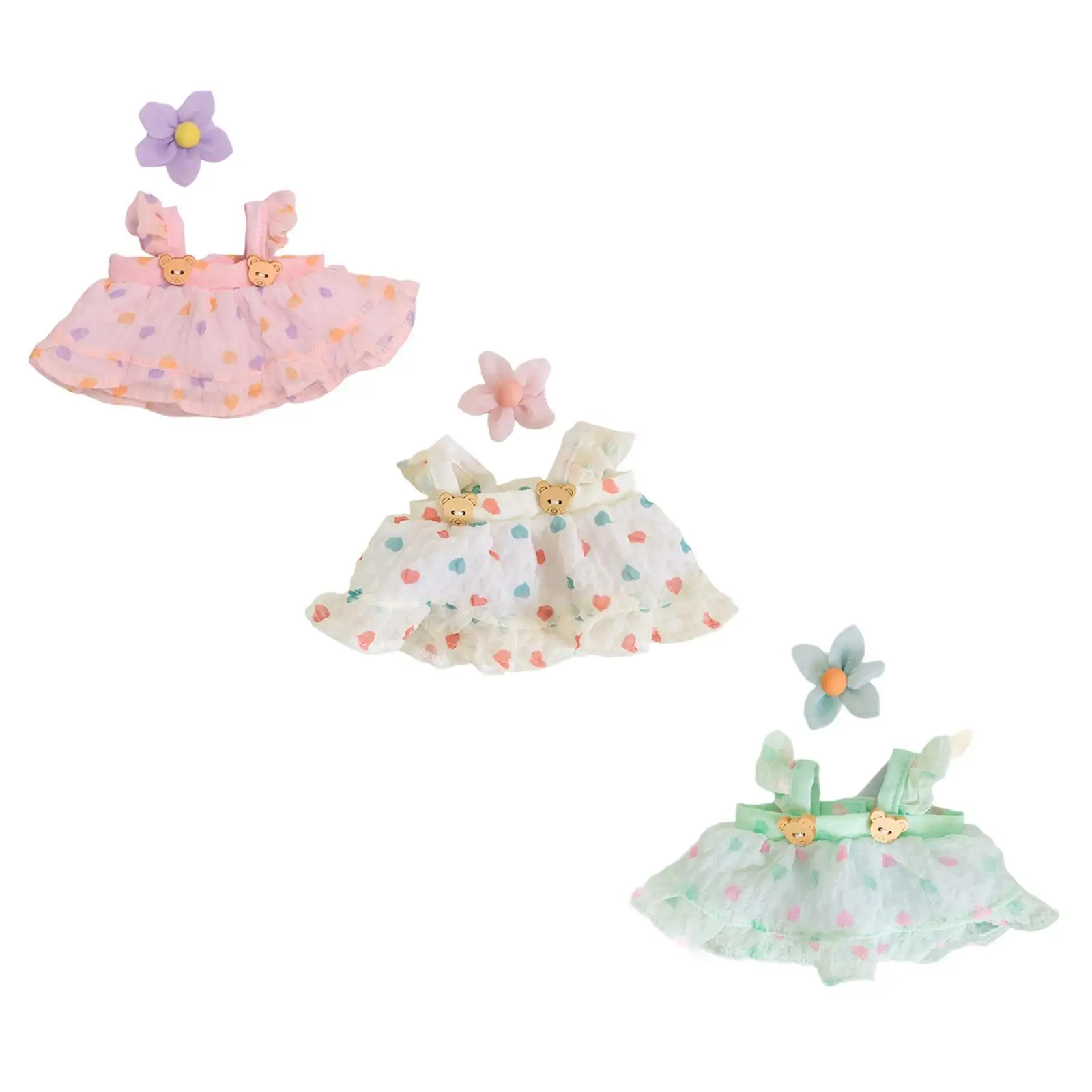 2Pcs Dolls Princess Dress with Flower Hairpin Accessory for 20cm Dolls Thanksgiving Gifts, New Year gifts