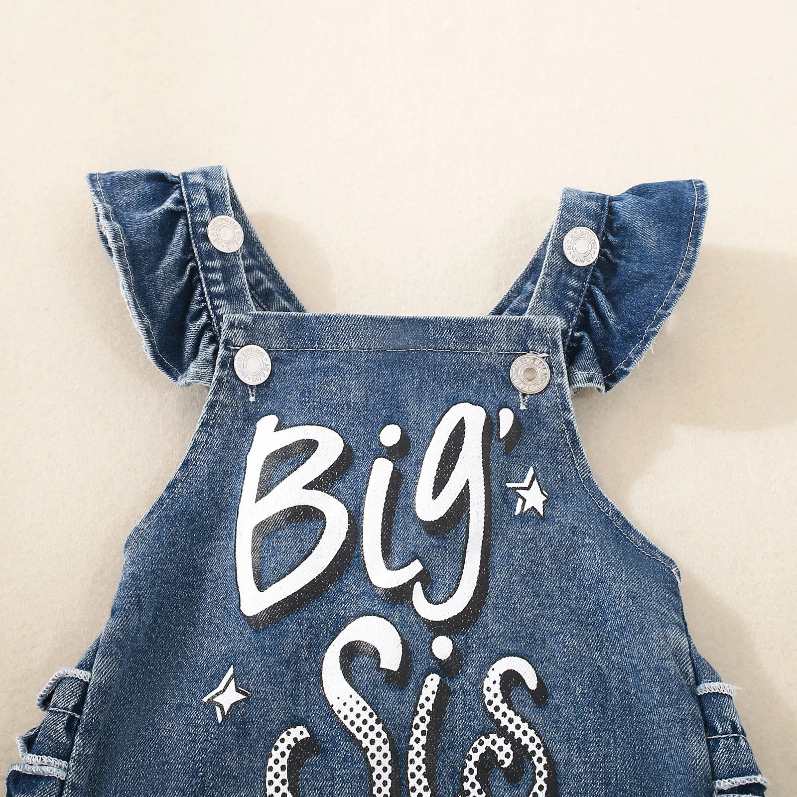 SUNSIOM-Pelele vaquero para niña pequeña de 0 a 24 meses, mono vaquero con estampado de letras y estrellas, mono con manga voladora, ropa bonita de verano - imagen 3