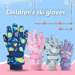 Guantes de esquí térmicos impermeables para niños con dedos