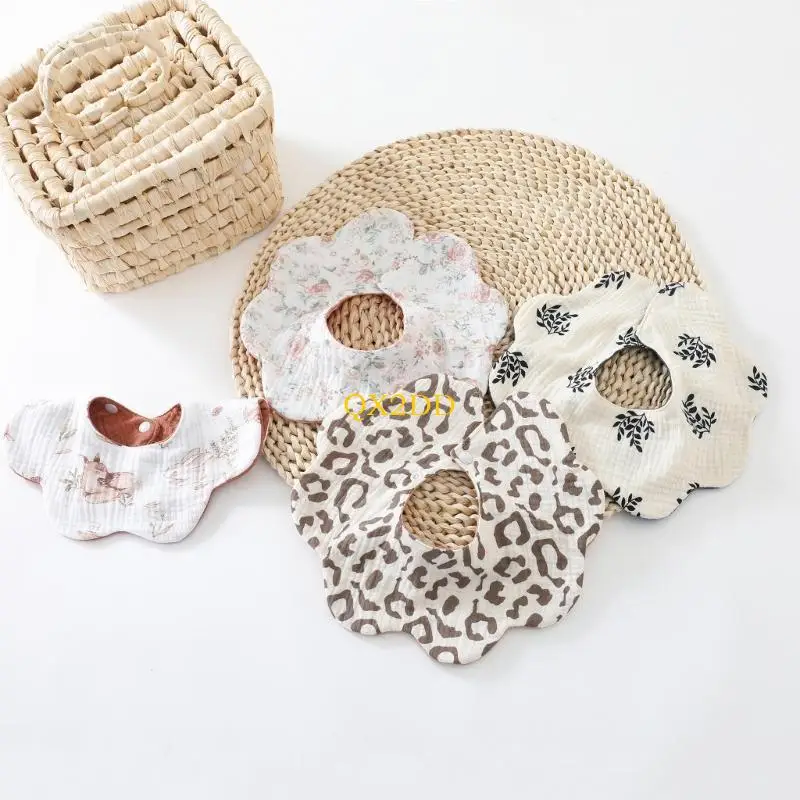 QX2D Práctico Babero alimentación para bebé Babero absorbente Babero Transpirable Recién nacidos Paño para eructar Paño para - imagen 3