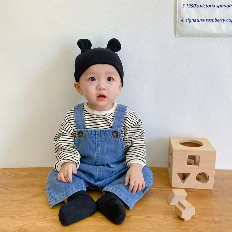 Conjunto de otoño para bebé, pantalones sencillos con tirantes, peleles vaqueros lisos bonitos para bebé de 0 a 3T, novedad de 2024 - imagen 4