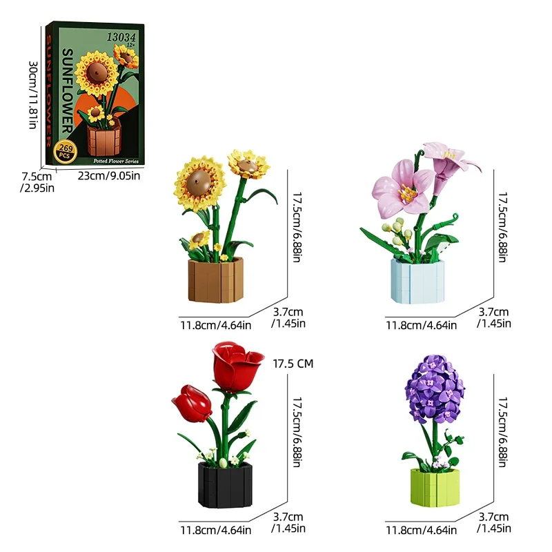 Set of four flowers