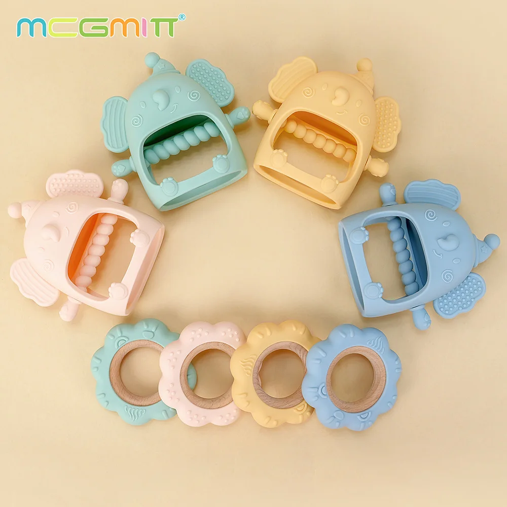 Anillo de dentición de silicona para bebé, juguete molar bonito con forma de animales de dibujos animados, collar suave de buena calidad para niñas y niños, 2 uds.