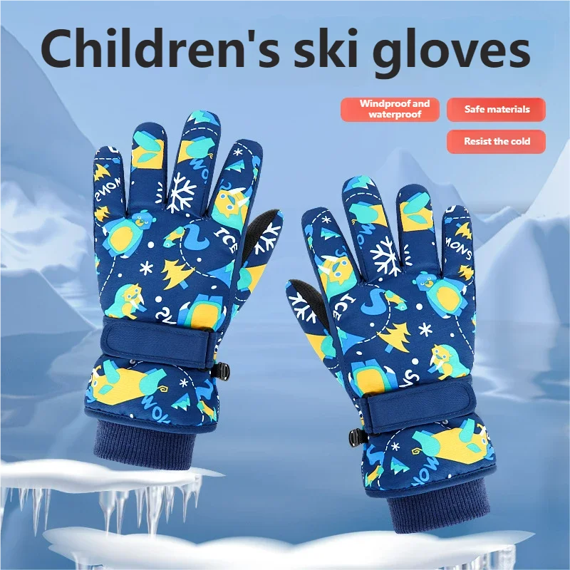 Guantes de esquí térmicos impermeables para niños con dedos - imagen 4
