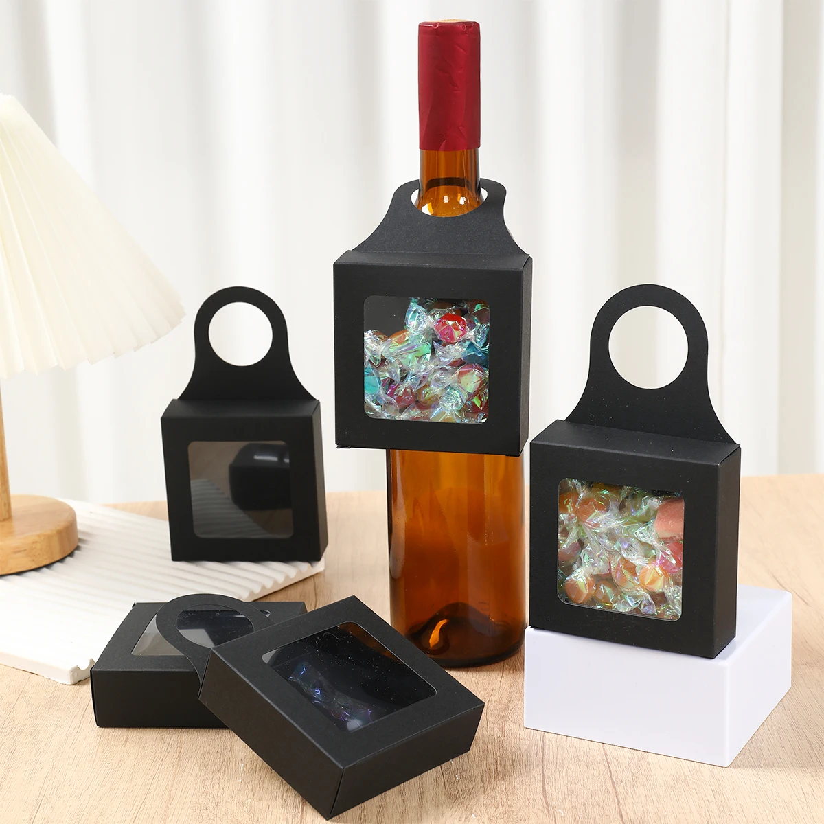 Caja regalo bebé kraft con ventana - empaque premium infantil