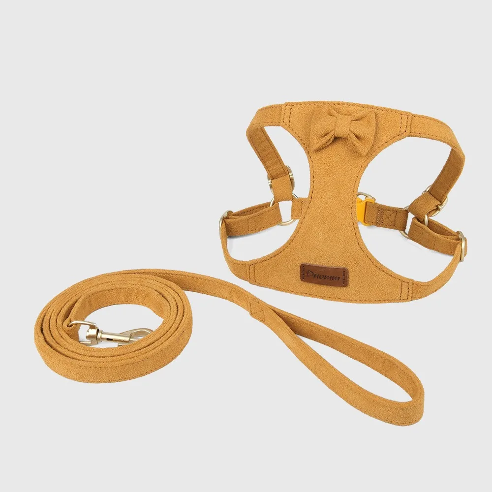 Conjunto de correa de arnés para perro de gamuza de primera moda, correa ajustable para el pecho para mascotas, accesorios de moda suaves y duraderos para cachorros y gatitos - imagen 2