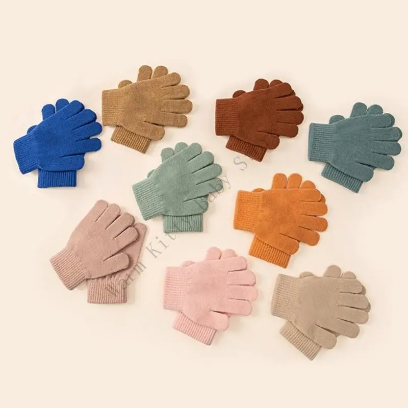 XXFE-guantes punto para niños, manoplas punto acrílicas seguras, suaves, cálidas y elásticas, para invierno, 1 par - imagen 3