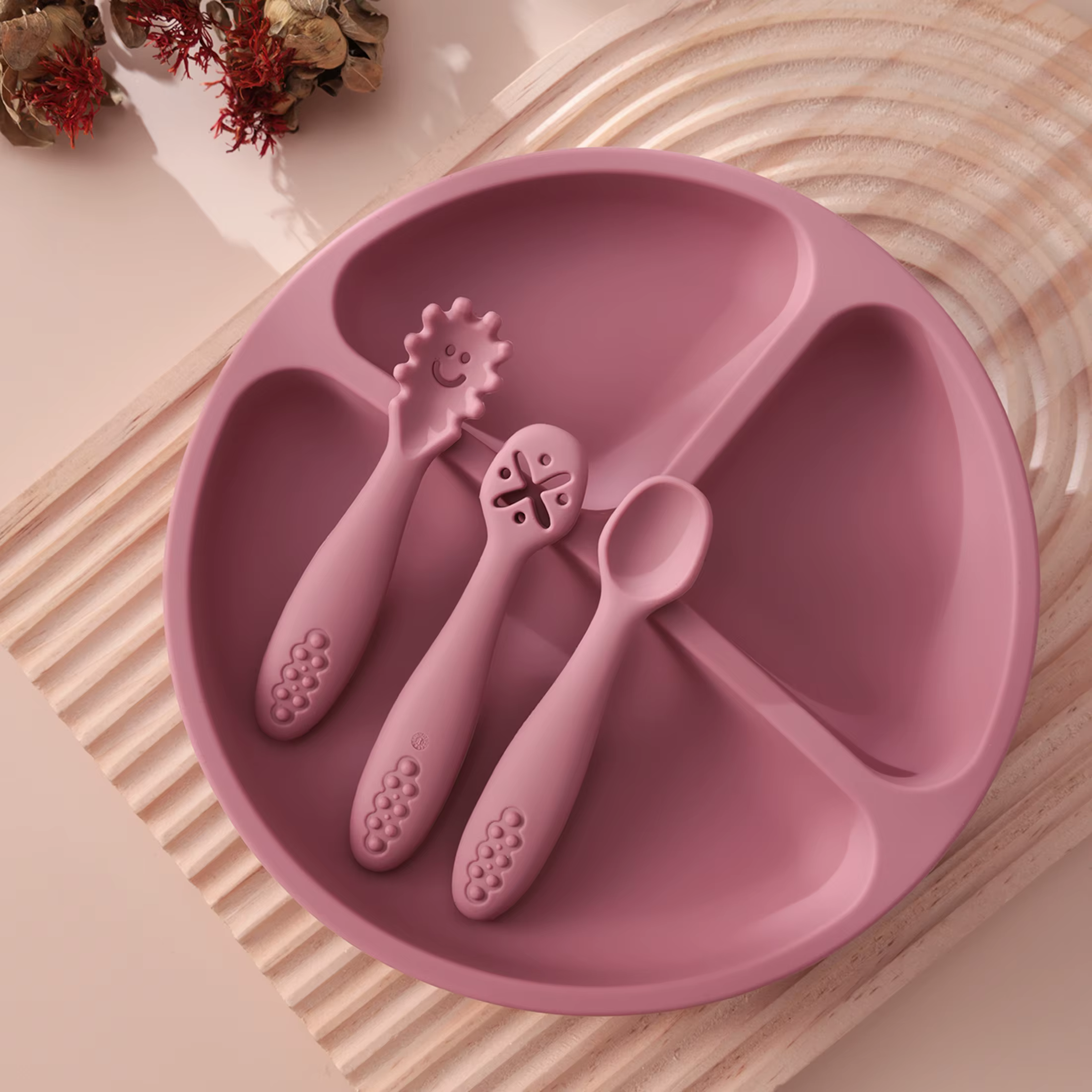 Juego alimentación bebé silicona plato succión utensilios entrenamiento - imagen 2