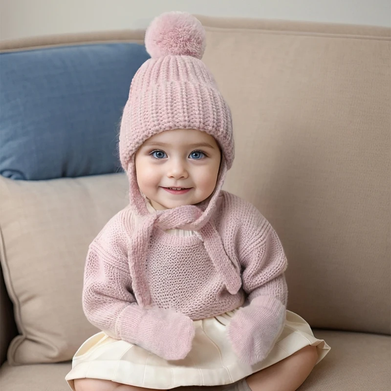 Gorro y manoplas de punto para bebé – Conjunto cálido y suave - imagen 4