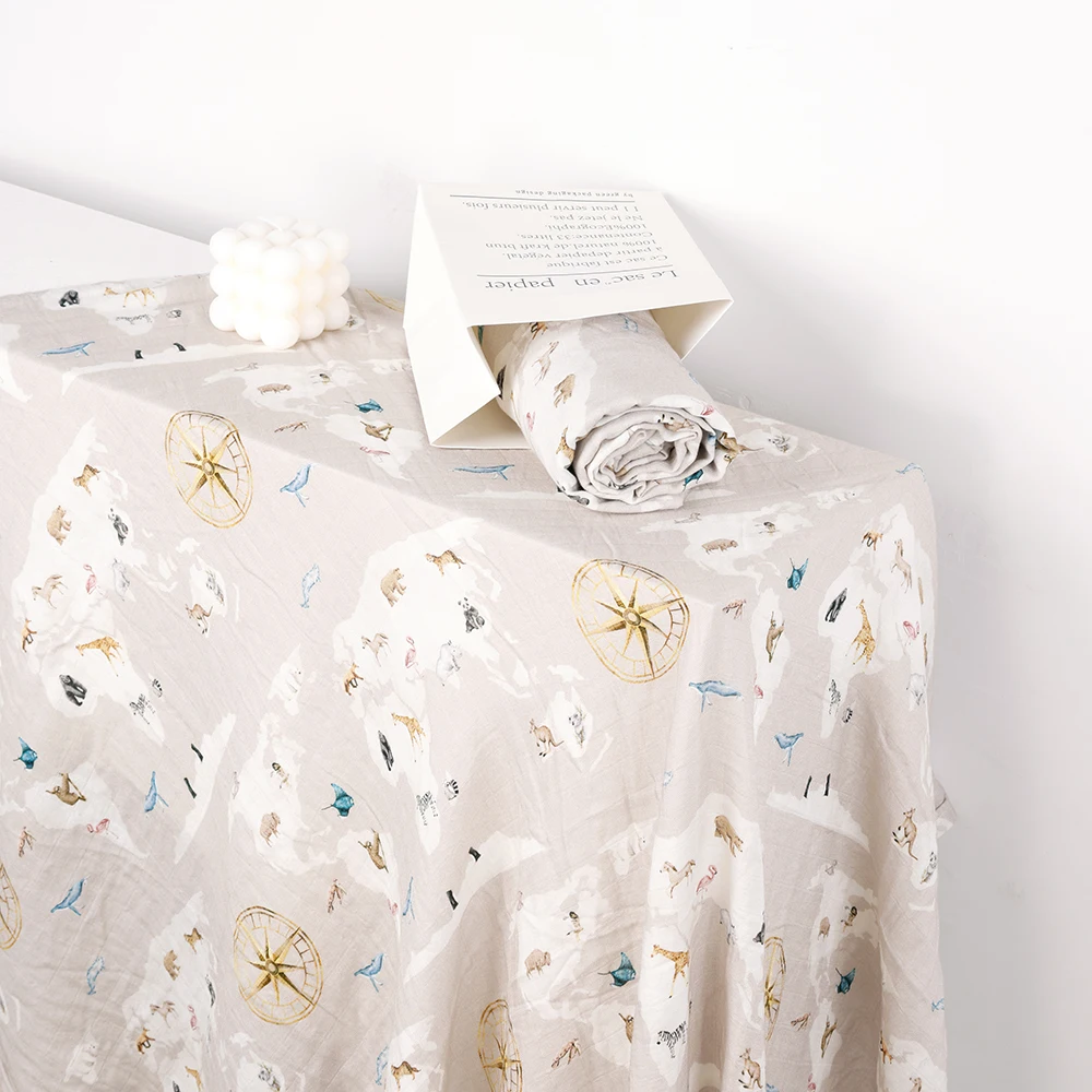 HappyFlute, nuevo, 110x120cm, bonito estampado Animal, manta de muselina súper agradable para la piel, envoltura para dormir, manta para bebé recién nacido - imagen 5