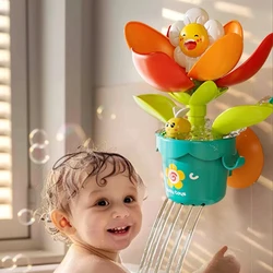 Juguetes para bañera de bebé, juguetes de ducha, ducha de girasol floreciente con ventosa, juguetes de baño, juego de agua de flores para niños, juguetes de baño para nadar