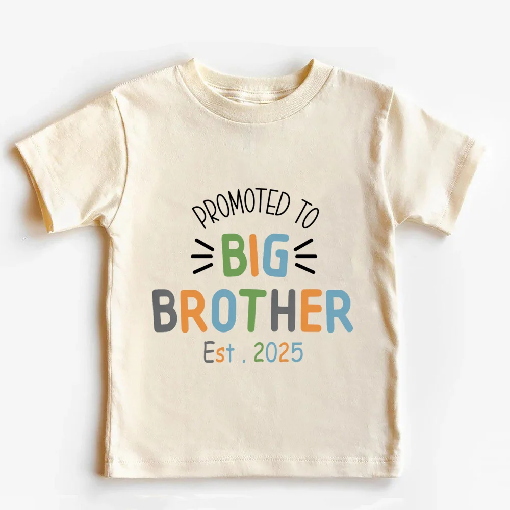 Camiseta con estampado promocionado a Big Brother Est 2025, camiseta para niños con anuncio de embarazo, camiseta para niños, traje Retro de manga corta de verano para niños - imagen 4