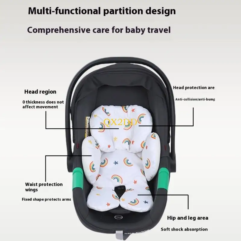 QX2D Asiento de coche infantil acolchado con patrón bicolor seguro