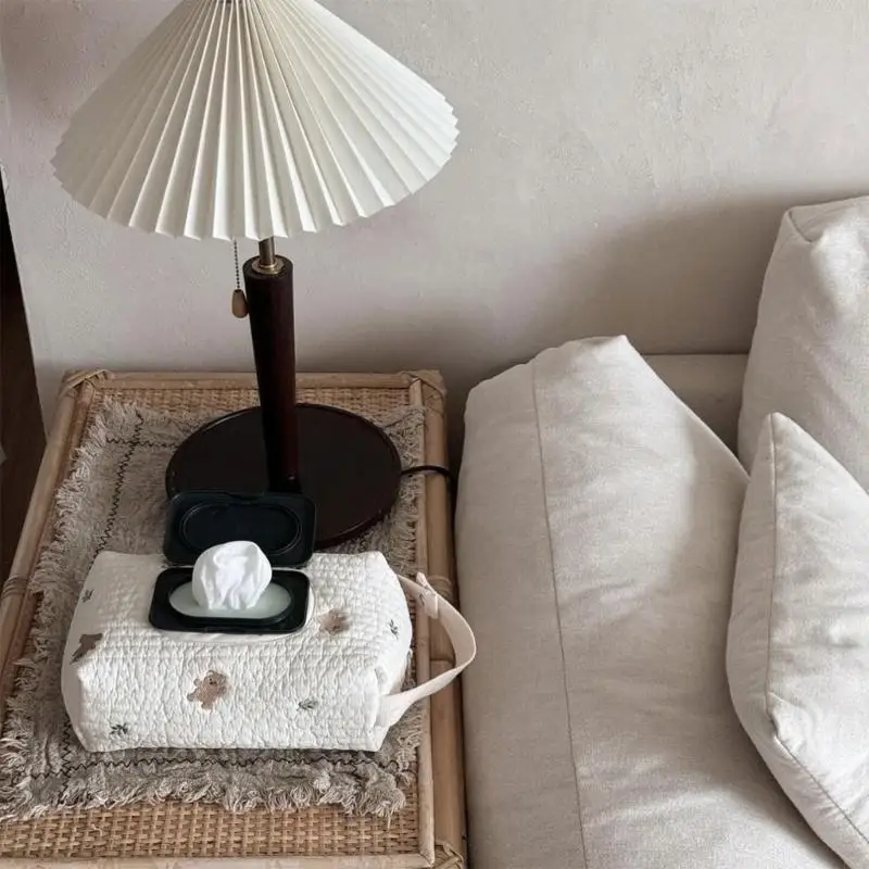 Caja organizadora pañuelos para cochecitos bebé D7YD, estuche almacenamiento papel dibujos animados, bolsa con - imagen 5