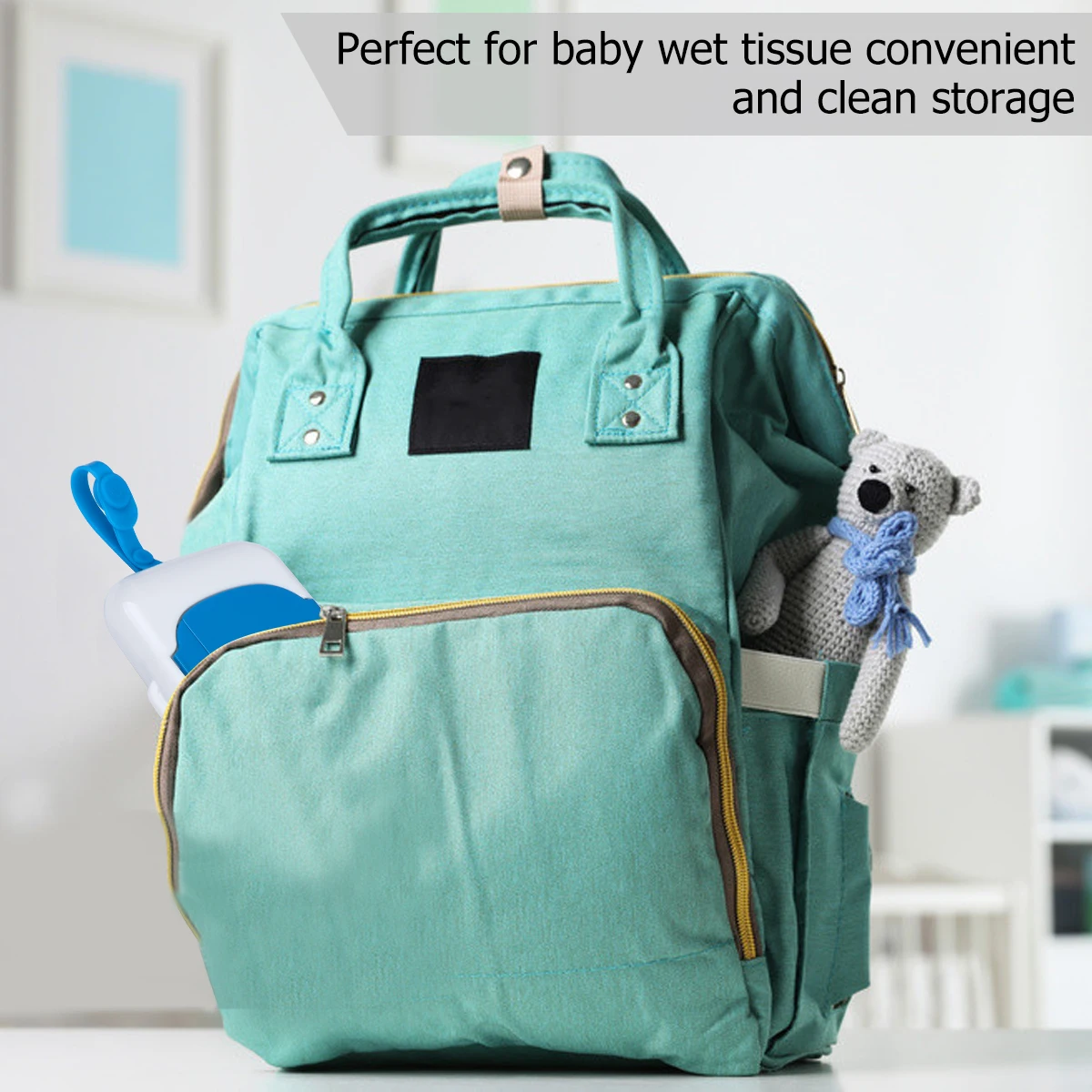 Estuche portátil para pañuelos húmedos para bebé, cinturón de silicona ligero y reutilizable, soporte colgante para cochecito, caja de almacenamiento de toallitas de viaje - imagen 4