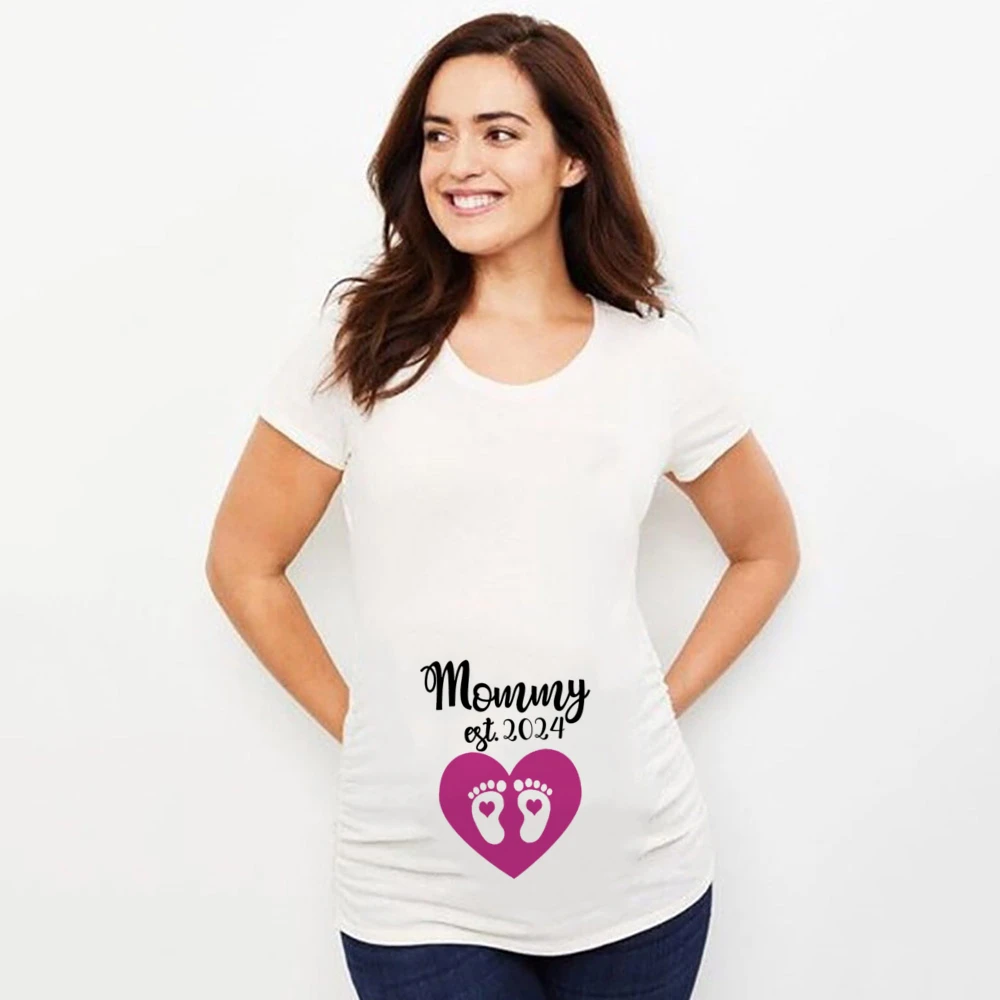 Rosa o Bule mamá te amo ropa estampada para embarazadas camiseta de maternidad camiseta de verano anuncio de embarazo camisas nueva mamá Tops - imagen 5
