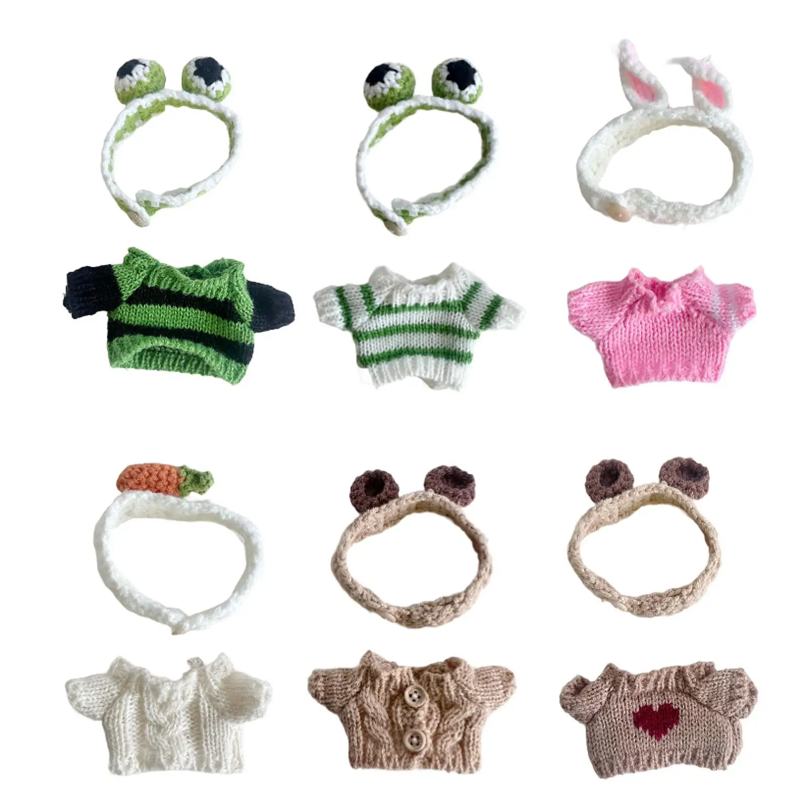 2Pcs Fashion Dolls Sweater and Hairband Accessory Costume for 15-17cm Dolls Boy Dolls Girl Dolls Dress up Children's Gifts