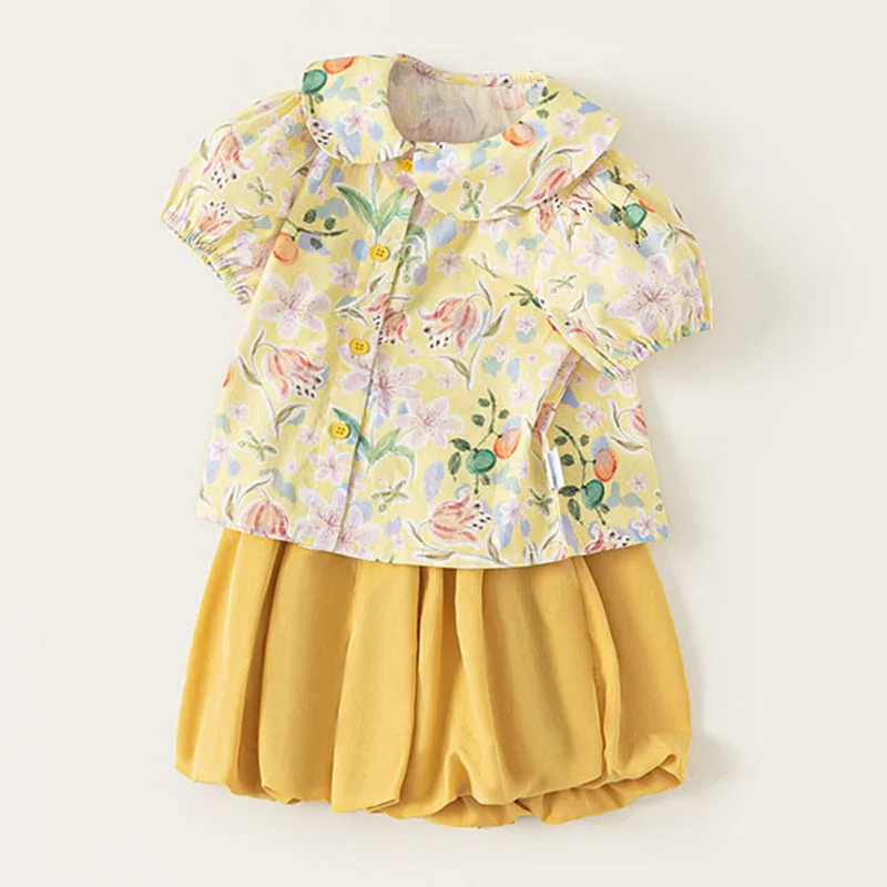 Conjunto verano niña – Top manga floral y pantalón corto - imagen 2
