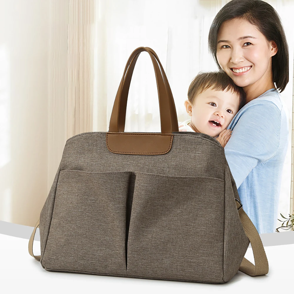 Bolso de pañales de lino ligero gran capacidad para bebé - imagen 2