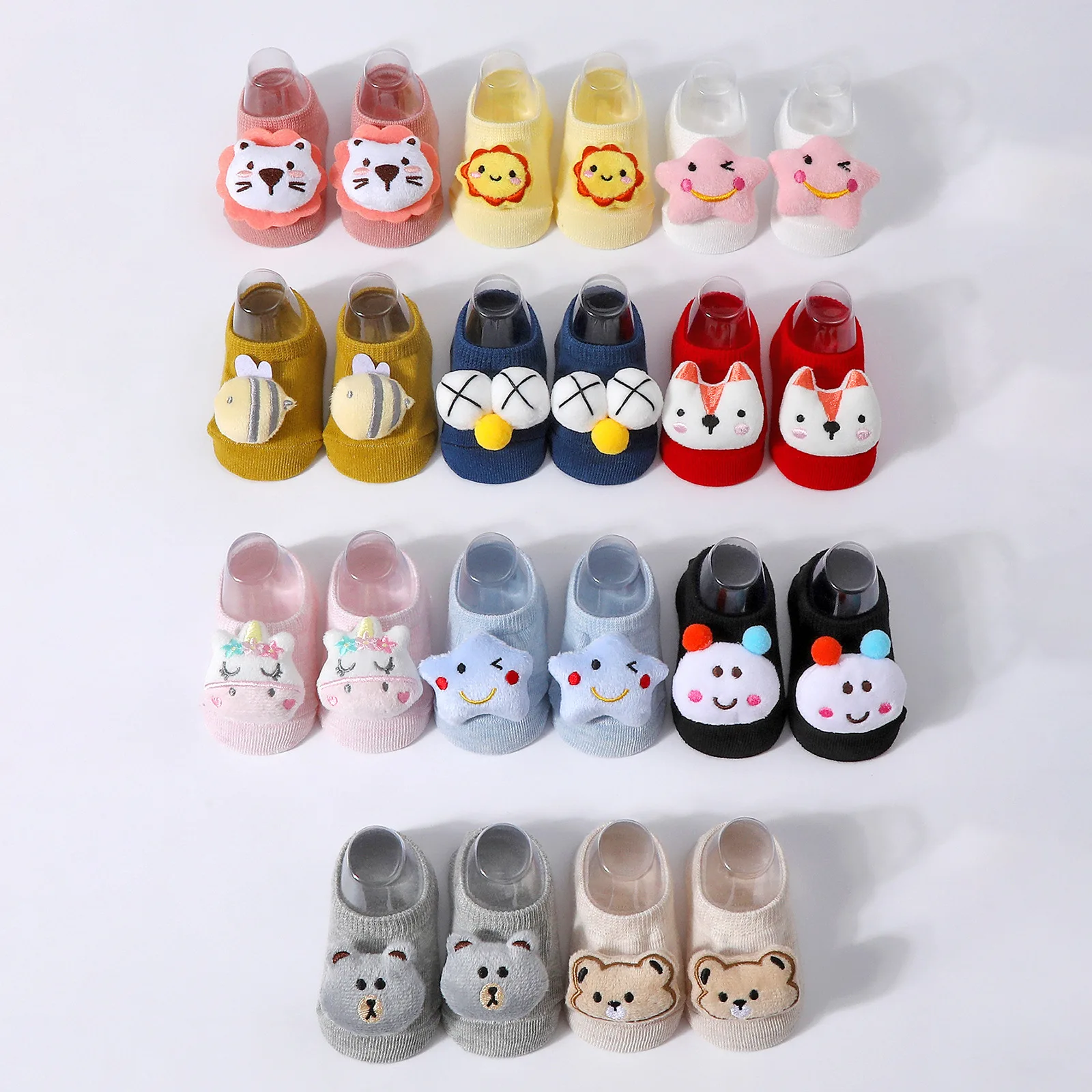 Calcetines tejidos para muñeca recién nacida, calcetines suaves antideslizantes para bebé, calcetines con diadema tejidos de dibujos animados para niña y niño - imagen 2