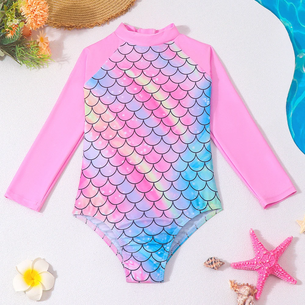 Bañador una pieza manga larga niña con cremallera sirena escamas - imagen 3