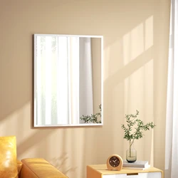 HOMCOM Espejo Rectangular Espejo de Baño 70x90 cm Espejo de Pared Decorativo para Salón Entrada Pasillo Horizontal o Vertical Blanco