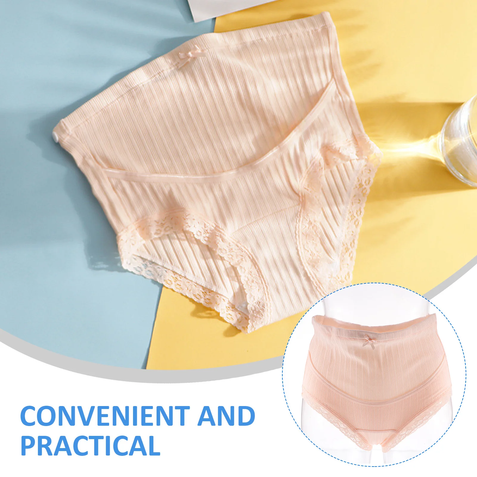 Bragas de algodón de cintura alta para maternidad, ropa interior para mujeres embarazadas, soporte elástico transpirable sobre el vientre, 3 uds. - imagen 4