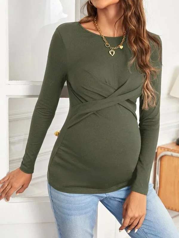 Camisetas manga larga maternidad suaves transpirables – Primavera otoño - imagen 4