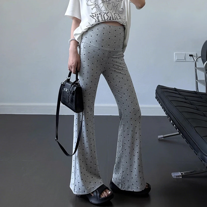 Pantalones premamá de lunares de cintura alta para primavera - imagen 5