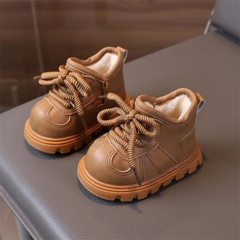 Botas de nieve para niños y niñas, zapatos de invierno para exteriores, suela suave antideslizante, zapatos informales para niños pequeños, botas de felpa cálidas a prueba de viento para bebés - imagen 5