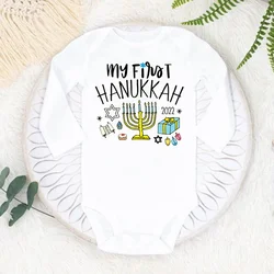 Mi primer Body para recién nacido de Hanukkah Chanukah, peleles para bebé de Hanukkah feliz, mono de manga larga para bebé, ropa