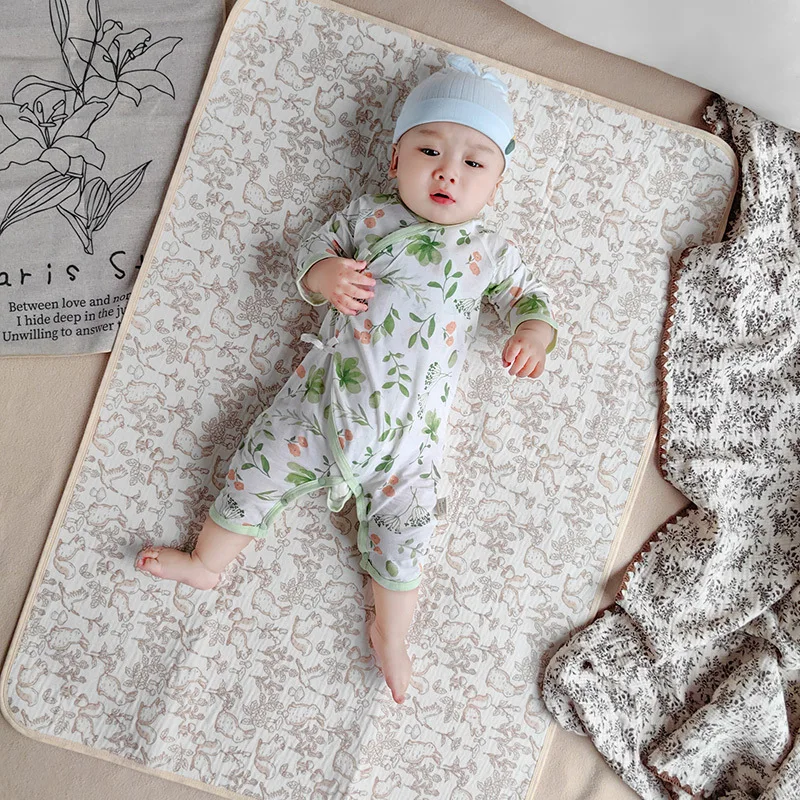 Cambiador de cama lavable de 70x100cm, almohadilla para incontinencia de algodón de gran tamaño para el cuidado del bebé, protección de ropa de cama transpirable reutilizable - imagen 2