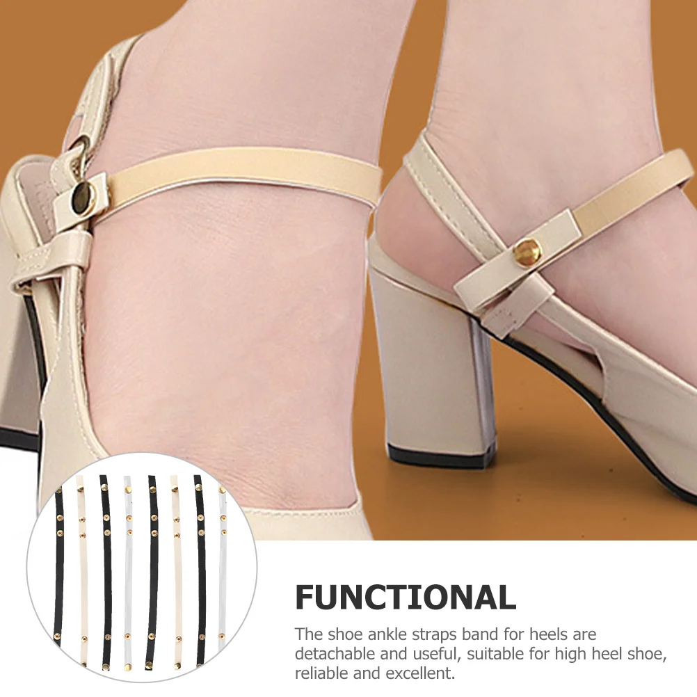 4 pares de correas de tobillo desmontables con hebilla de zapato, correas de repuesto antideslizantes de diseño Simple para zapatos de tacón alto para mujer - imagen 2