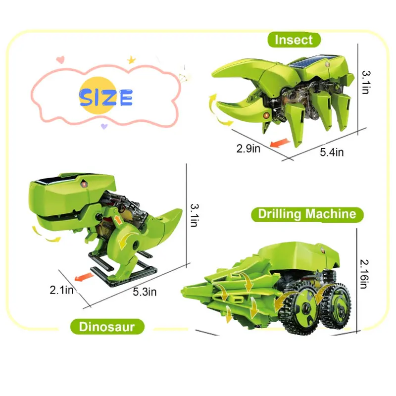 Kit educativo solar para niños: dinosaurio robot y coche - imagen 5