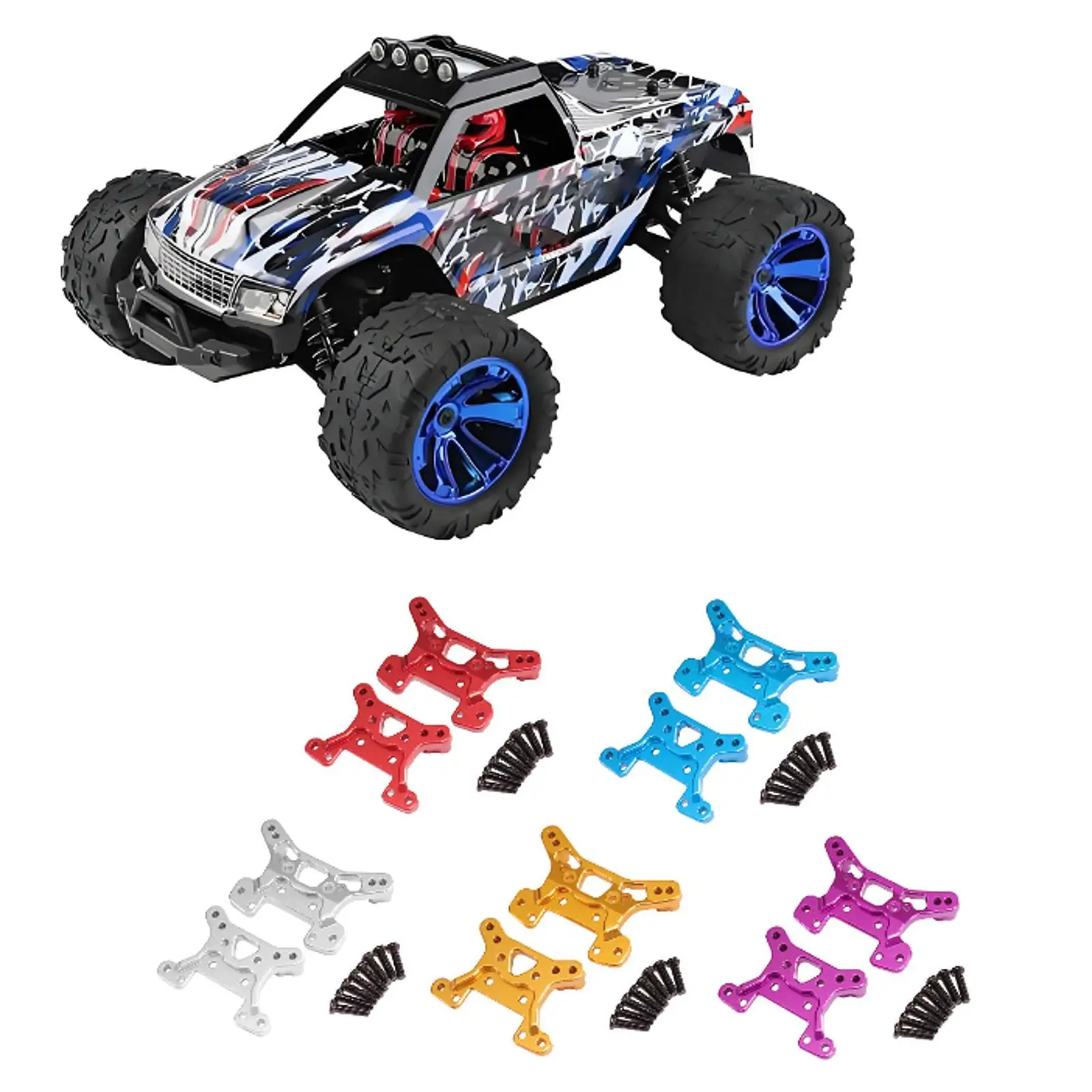 Torres de choque delanteras y traseras de aleación de aluminio, soportes de choque de coche RC fáciles de instalar para - imagen 3