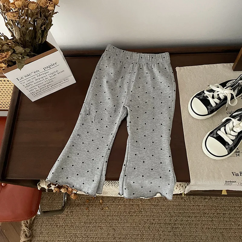 ¡2025 nuevos pantalones acampanados de lunares para niños de primavera-otoño: cintura elástica, mallas informales versátiles y respetuosas con la piel para niños y niñas! - imagen 3