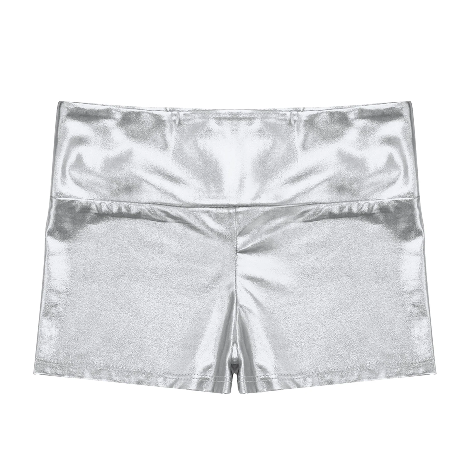 Traje de baile metálico con top y shorts para niñas – Estilo callejero - imagen 4