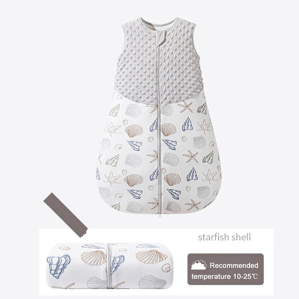 Saco de dormir para bebé 3 a 24 meses, otoño, manta 1,5 Tog, Doudou, sensación suave, estampado concha estrella mar, estilo chaleco - imagen 4