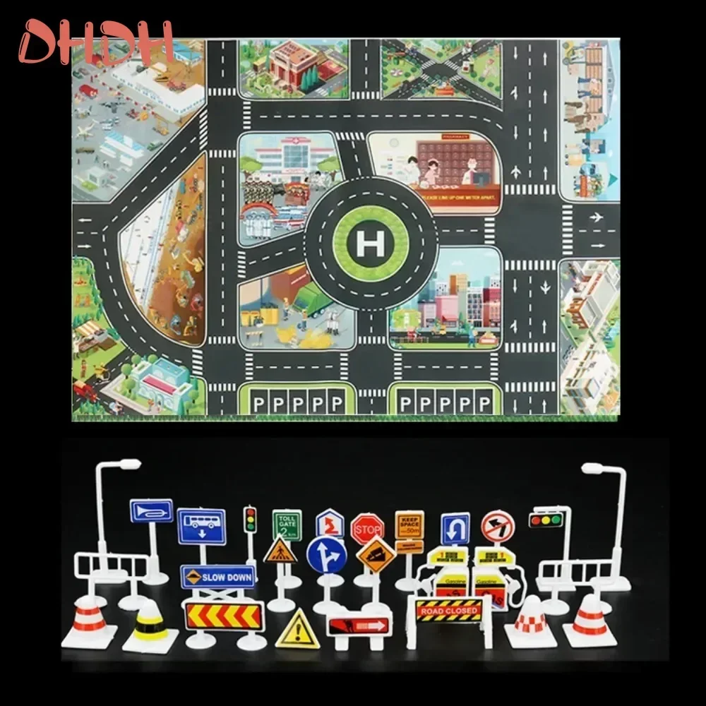 Alfombra impermeable para juegos de bebés con mapa tráfico urbano - imagen 3
